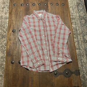 Haggar Maroon and Blue Plaid Shirt